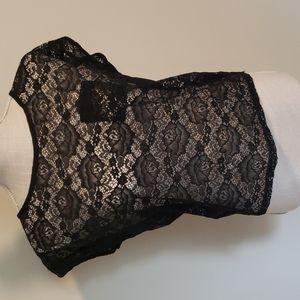 NWT H&M black lace sheer top size 2